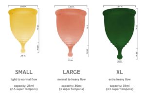 Pixie Cup classic menstrual cups size chart