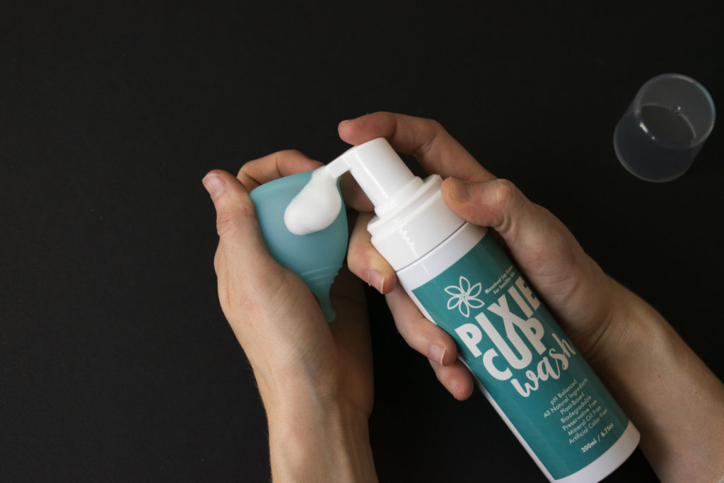 Washing your menstrual cup with soap Pixie Menstrual Cup