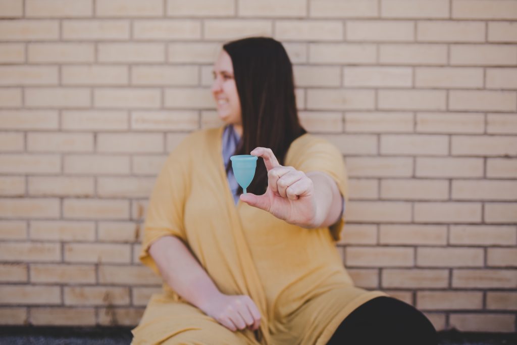 holding menstrual cup 